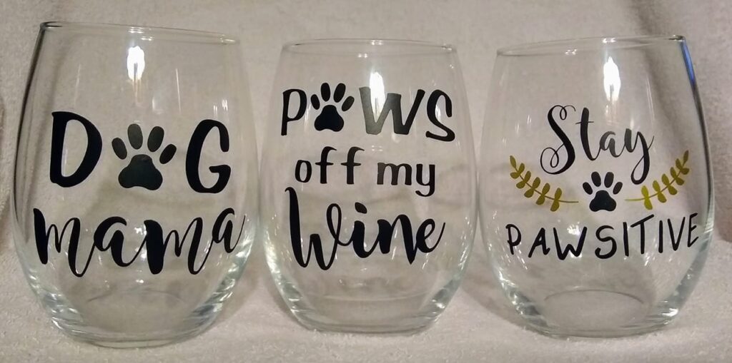 Picture of wine glasses used for Cricut Vinyl Projects