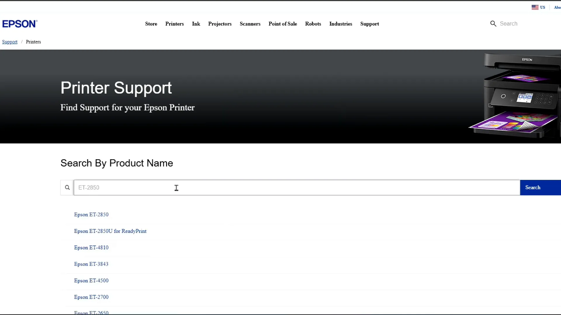 Epson support website for driver download