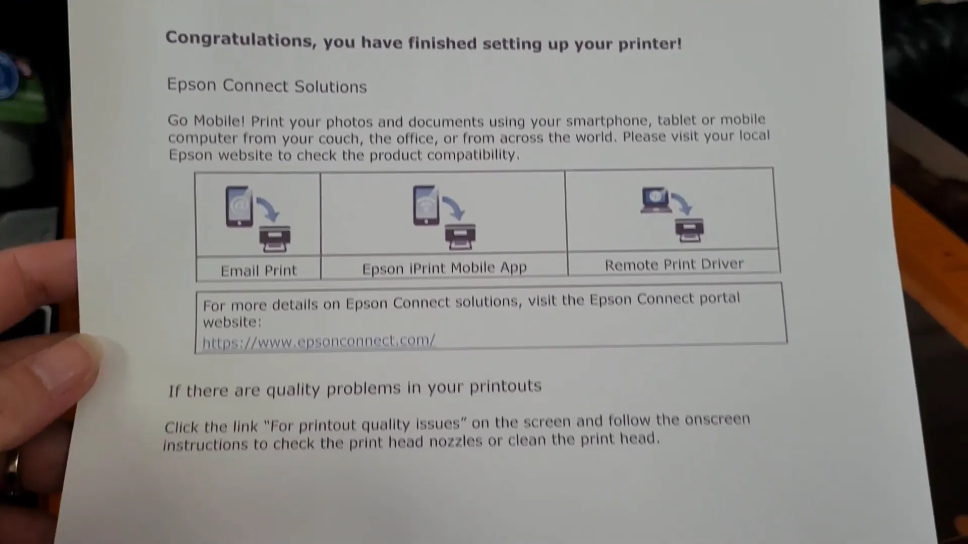 Printing a test page to check installation